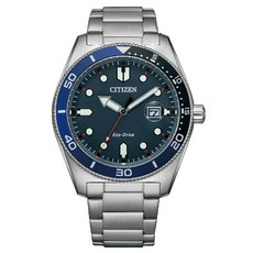 CITIZEN 星辰(AW1761-89L) GENTS 光動能 復古玩色運動風腕錶-藍色43mm 防水100米