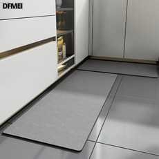 DFMEI 廚房地墊防滑防油可擦免洗家用吸水吸油腳墊防水防油地毯耐髒墊子, 1個, 七彩皮廚房墊-自然灰色