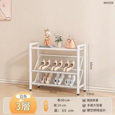家用鞋架 3層, 3層50cm簡約白 頂部置物, 50個