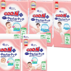 Goo.n 日本大王 敏感肌設計 M56/L48/XL38 黏貼型 紙尿褲, 1個, 日本大王柔觸肌,M52/包, 中碼 (M)