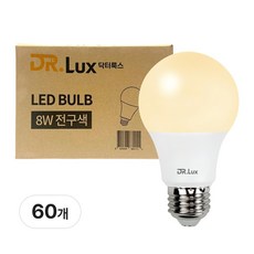 닥터룩스 LED 전구 8W, 전구색, 60개