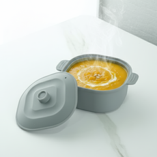 꿈꾸는 리빙 다용도 실리콘 계란찜기 전자레인지 라면용기 중형 정사각 700ml, 그레이, 1개