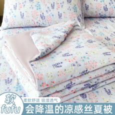 A類母嬰級雙層紗涼感AB面夏涼被, 紫穗輕語【雙面睡感細膩順滑不悶熱】, 110x150cm【兒童被/顏色隨機】