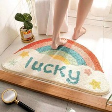 현관 욕실 발매트 라운드 미끄럼방지, 1개, F. 럭키 무지개