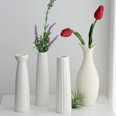 내일의공간 화이트 도자기 화병 (세라믹 꽃병)무광 화이트 화병, B, B