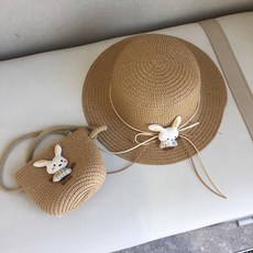 兒童帽子夏季遮陽草帽+包包套裝防曬帽女童寶寶太陽帽透氣漁夫帽