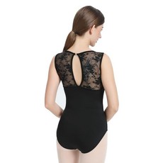 Lanbodance 여성용 민소매 레이스 발레 레오타드 댄스 체조 의상 블랙 레이스 미디엄 127345