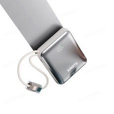 XINGTU 巧方塊迷你行動電源 10000mAh 22.5W雙向快充 自帶雙線 Type-C Lightning 可登機 月光銀