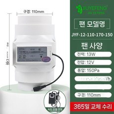 환풍기 태양광 화장실 4인치 옥상 자동 배출기 농장, 12 4인치 속도 제어 모델(호스 100개/PVC 파이