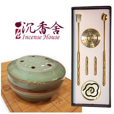 沉香舍 福氣圓滿陶瓷香爐 香模工具四件組 裂窯冰裂香爐, 1個