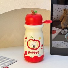 可愛卡通蘋果造型保溫杯，不鏽鋼大容量，適合學生攜帶, 大號紅色500ml,300-500毫升, 1個