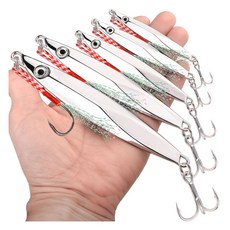 행운을파는낚시 비대칭 크롬 메탈지그 5개세트 쇼어지깅 참치 농어 우럭 갈치 볼락 고등어, 5개, 120g