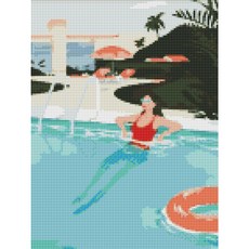 하모니아트 남녀공용 DIY 보석십자수 캔버스형 30X40, 13. 여름휴가, 상세페이지 참조, 1개