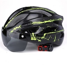 自行車頭盔，可拆卸遮陽板，透氣舒適安全防護，多色可選騎行頭盔, 718黑綠, 1個