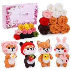 초보자를 위한 니들 펠팅 키트 바늘 스타터 다채로운 6개 및 설명서(한글이 아닐 수 있음) 축제 공예용 울 용품