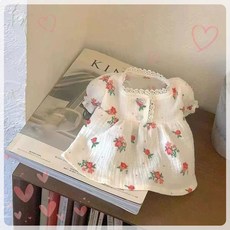 강아지 고양이 한복.플라워 프린세스 원피스, 1개, 장미