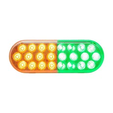 Maxxima M63201GYCL 15.2cm6인치 타원형 LED 경고등 스플릿 앰버/그린 그로밋 마운트 28가지 플래시 패턴 SAE J595 클래스 1 12–24V, Maxxima M63201GYCL 15.2cm(6인치)