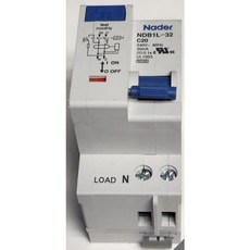 Nader NDB1L-32 C20 1PN 上進線 240V /20A RCBO 漏電保護斷路器 過載保護 符合UL標準, 1個