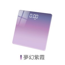 HONG JIN 宏晉 LED藍牙體重計 LED螢幕 智能漸層電子秤 USB充電 鋼化玻璃 圓角設計 防爆 可秤180公斤 馬卡龍色 體重機, 【充電版-夢幻紫霞】藍牙體重計, 1個