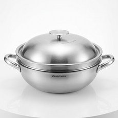 쉐프윈 인덕션 316 스텐 통5중 파티웍 양수냄비 + 스티머 세트, 28cm, 1세트