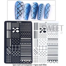 네일 템플릿 레이스 꽃 아트 스탬핑 플레이트 3D 보우 하트 라인 나비 인쇄 스텐실 매니큐어 도구, 옵션05) XY-EF04, 1개, XY-EF04