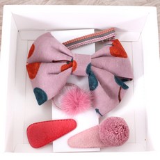 arang.rorang 女童用 獨立粉色 緋紅 櫻桃 髮夾 髮圈 5件組