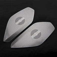 마즈다 MX-5 5 2016-2022 스틸 프론트 문짝 혼 후드 스피커 커버 사운드 장식 프레임 스팽글 자동차 액세서, 01 silver