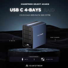 ICANSTron ACASIS USB C 4槽硬碟座 RAID 2.5/3.5吋 HDD/SSD, 1個, 英國