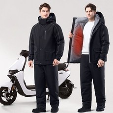 couyor 겨울오토바이방한복 겨울배달옷 오토바이방한복세트 방한복 세트 상하의세트, 블랙