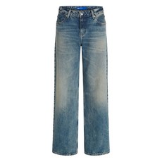 칼라거펠트진 로고 패치 미드라이즈 진