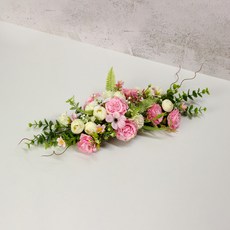 포유더샵 스웨그 조화 리스 벽장식 문장식 납골당장식 부부단 봉안당장식 조화장식, 유칼립투스핑크장미스웨그