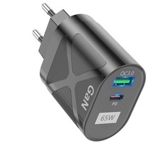 65W 접지 초고속 충전기 2포트 USB+PD 적용애플 아이폰 아이패드 삼성 갤럭시 픽셀 고속 전원 어댑터SJCDBK-, 1개, 블랙BK301(XS)