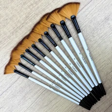 10pcs 팬 페인트 브러시 세트 수채화 긴 나무 손잡이 아크릴 오일에 대 한 안티 흘리기 나일론 헤어, 1개