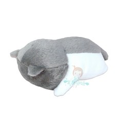 日本內藤研究所 nipopo 棒貓 睡覺貓 睡姿 躺姿 趴姿 床鋪 療癒娃娃 貓咪娃娃 貓咪玩偶 睡袋, 1個, 灰白貓-新款趴姿