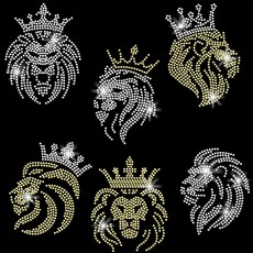 1개 유리 핫픽스 라인스톤 다리미 부착형 아플리케 의상 액세서리 (옷 가방 바지용 사자 모양 297x210mm), 혼합색