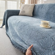 質感葉紋設計沙發巾，適用各種沙發尺寸，防塵保護，提升居家風格, 嶼森-咖色,90*90cm, 1個