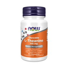 NOW Foods 左旋茶胺酸100mg口嚼錠, 90顆, 1罐