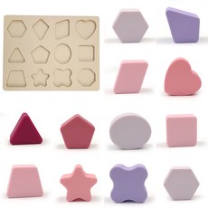矽膠幾何拼圖益智玩具 兒童感統訓練形狀配對板 早教手眼協調安全無毒學習積木, 1個, 12片