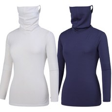 [이지바이] (1+1) 여성 웜커버 약기모 마스크넥 마스크티 티셔츠