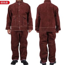 焊工必備 牛皮電焊工作服 耐熱阻燃 防燙耐高溫 強力防護, 棕色, 1個