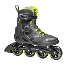 Rollerblade Macroblade 84 BOA 성인용 피트니스 인라인 스케이트 블랙 & 라임 퍼포먼스 스케이트 164502, 1개