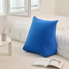 플랫화이트 솜중량 UP 목까지 받쳐주는 방수 빵빵한 삼각등받이 쿠션, 블루