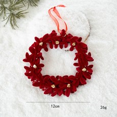 全店出貨 2025耶誕新品 耶誕節裝飾品酒紅色植絨花環 蝴蝶結 麋鹿吊飾 耶誕樹掛飾 裝飾掛飾 節日道具, 花環, 1個