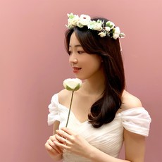 뷰티풀데코센스 셀프 웨딩 아기 화관 꽃팔찌 부토니에 브라이덜샤워 부케 베이비 신생아 50일 100일, 13.퐁퐁(MN543)