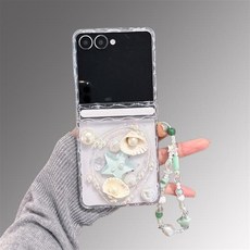 갤럭시 z플립 7 6 5 4 감성 꽃 진주 조개 별 레진 데코덴 투명 물결 힌지보호 하드 스트랩 지플립 제트플립 케이스