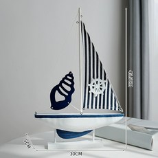 지중해 요트 모형 배모형 진열 현관 소품 거실 여름 환경구성 인테리어 장식품 테이블, 하이블루요트, 1개