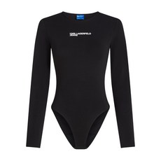 칼라거펠트진 크루 넥 긴소매 바디수트