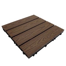 卡扣式木質地板 戶外陽台庭院拼接地板 DIY木紋防滑耐磨地板, 可可壓花大木紋, 1個