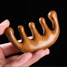 金絲檀木五齒按摩梳 圓球經絡梳 頭皮頸部按摩 水滴形檀木梳 頭皮舒緩器【A10117】, 1個