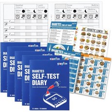 5개당 당뇨 혈압 기록부 일일 3x4인치 및 2개당 식단표 식사 계획표 1형 2형 혈당 기록 자가 검사 일기 각 식사별, 5개당 당뇨 혈압 기록부 일일 3x4인치 및 2개당 식
